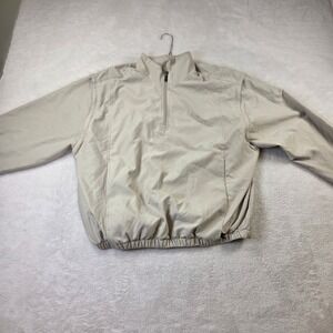 Mens Tan Quarter Zip Windbreaker Pullover Jacket Beige Size Medium